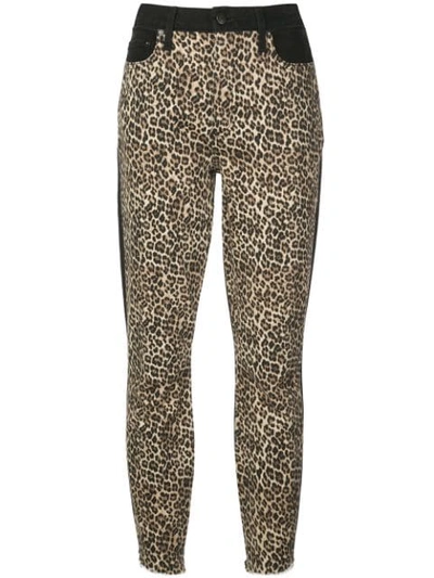Alice And Olivia Good High Rise Skinny Jeans With Leopard Print In Black