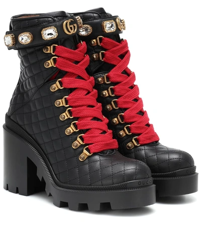 Gucci Trip Leather Ankle Boots In Black