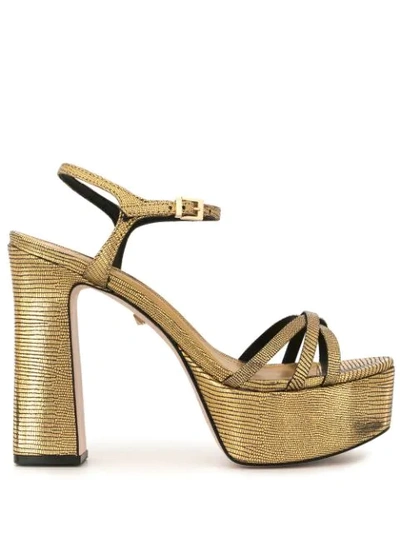 Schutz Embossed Platform Sandals In Gold
