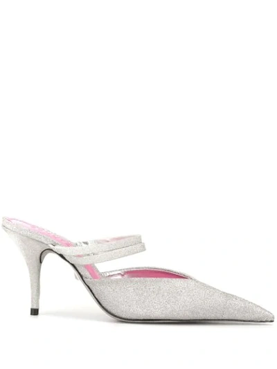 Schutz Mini Shine Mule Sandals In Silver