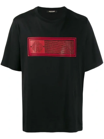 Roberto Cavalli Red Box Logo T-shirt In Black