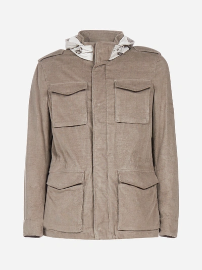 Herno Hooded Cotton Jacket With Pockets In Grey