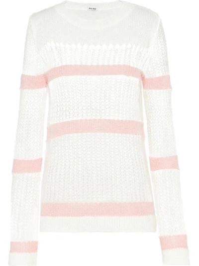 Miu Miu Pullover Mit Lochstrickmuster In White