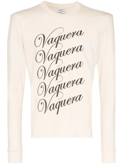 Vaquera Logo Print Long-sleeved T-shirt In Neutrals