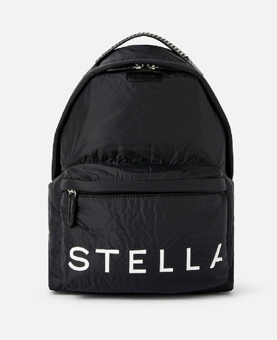 Stella Mccartney Black Stella Logo Backpack In 黑色