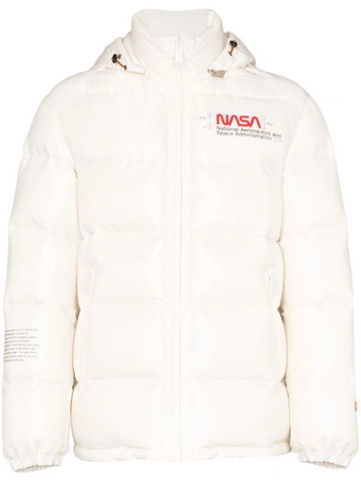 Heron Preston Nasa Hooded Nylon Space Jacket In White