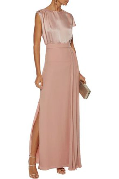 Lanvin Pleated Hammered Silk-satin Blouse In Blush