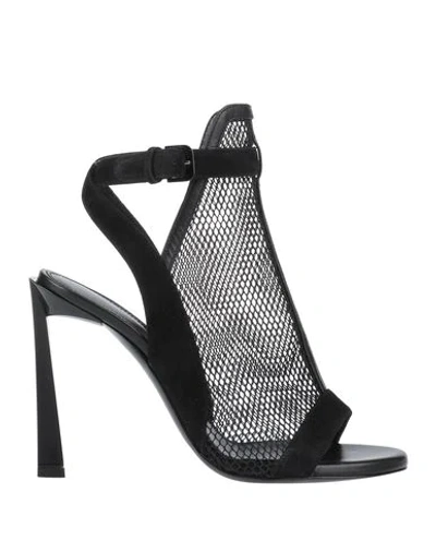 Lanvin Suede And Leather-trimmed Mesh Sandals In Black