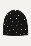 Jennifer Behr Margaux Swarovski Pearl-embellished Mohair Beanie In Black