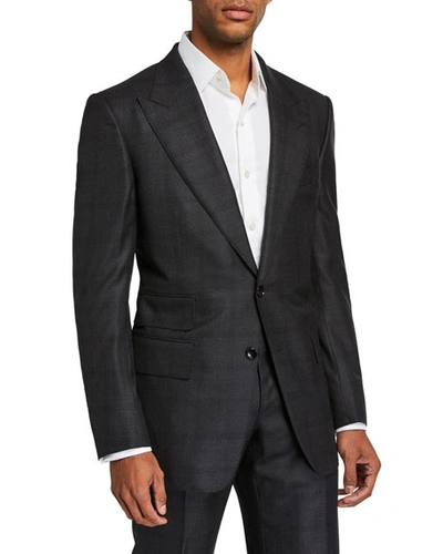Tom Ford Men's Windsor-peak Micro-structure Two-piece Suit In Blue