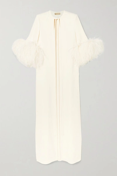 Elie Saab Feather-trimmed Cady Jacket In White