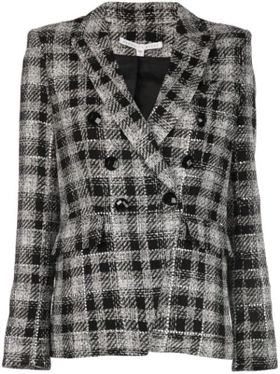 Veronica Beard Miller Dickey Double-breasted Crystal-embellished Checked Tweed Blazer In Black & White