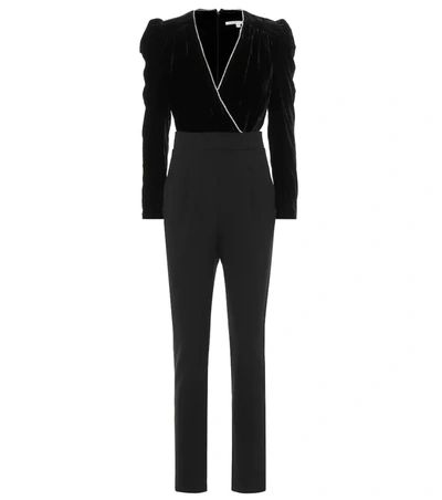 Veronica Beard Cleo Crystal-embellished Velvet And Cady Jumpsuit In Black