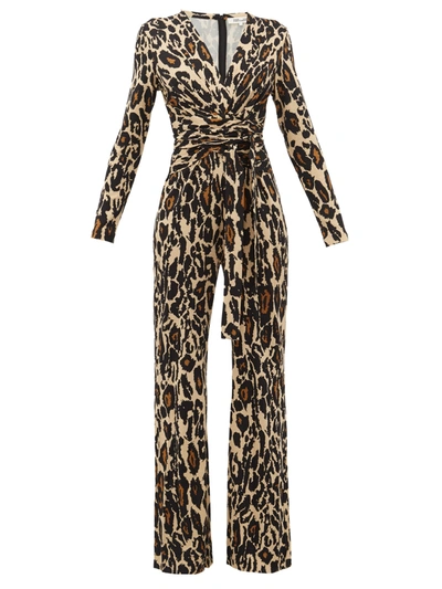 Diane Von Furstenberg Melinda Leopard-print Silk-jersey Wrap Jumpsuit In Animal Print