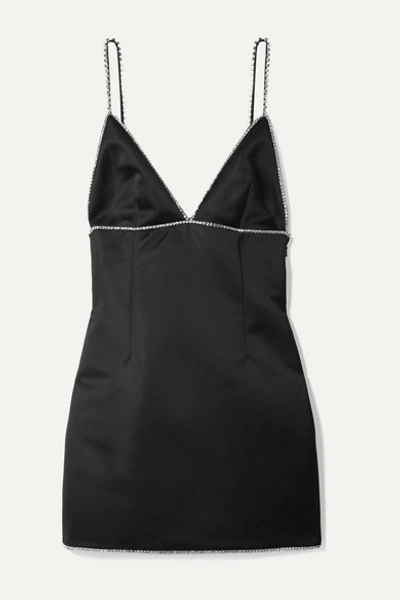 Area Crystal-embellished Stretch-satin Mini Dress In Black