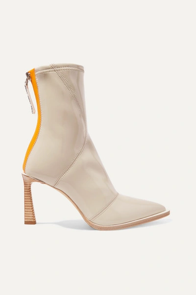 Fendi Two-tone Glossed-neoprene Ankle Boots In Beige