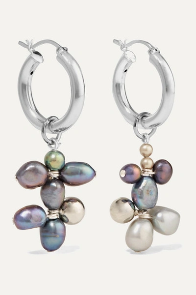 Mounser Silver-tone Pearl Earrings In Gray