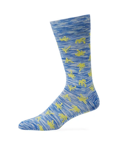 Paul Smith Palm Tree Variegated Socks In Blue
