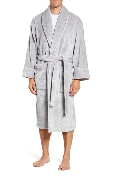 Daniel Buchler Plaid Jacquard Lounge Robe In Grey