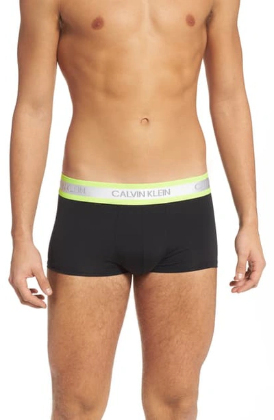 Calvin Klein Low Rise Trunks In Black W/ Caution Tape Wb