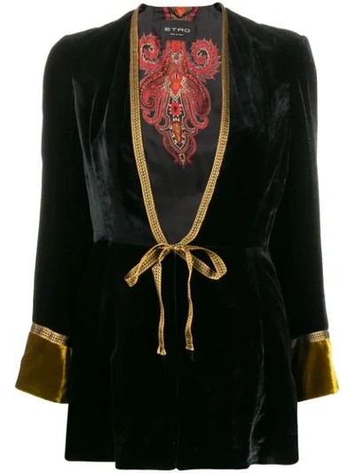 Etro Derbyshire Embroidered Velvet Jacket In Black