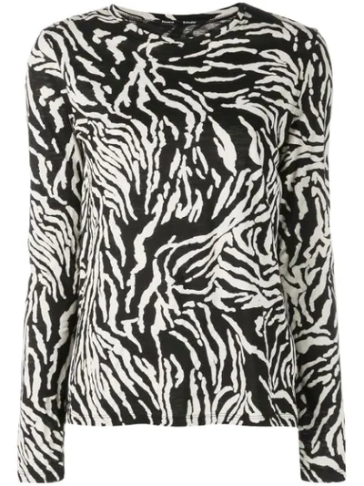 Proenza Schouler Zebra-print Cotton-jersey Long-sleeve T-shirt In Ecru Black Animal