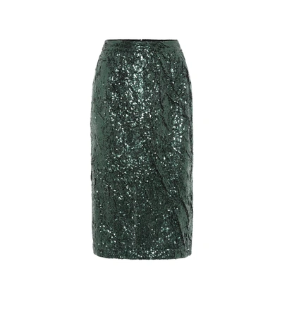 N°21 Sequined Pencil Skirt In Green