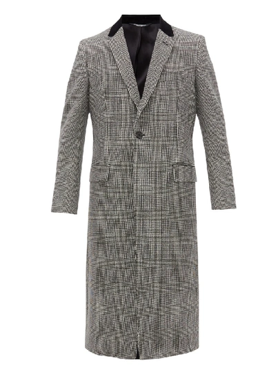 Dolce & Gabbana Single-breasted Checked Wool-blend Coat In Grey