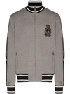 Dolce & Gabbana Crest-embroidered Houndstooth Bomber Jacket In Grey