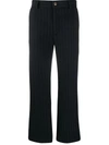 Séfr Mike Pinstriped Technical-felt Trousers In Blue