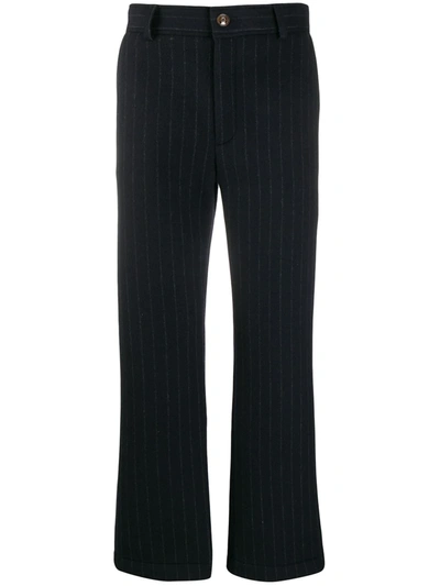 Séfr Mike Pinstriped Technical-felt Trousers In Blue