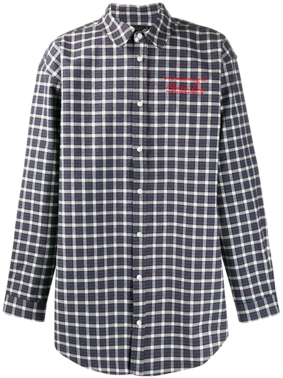 Martine Rose Logo-embroidered Checked Bonded-cotton Shirt In Blue