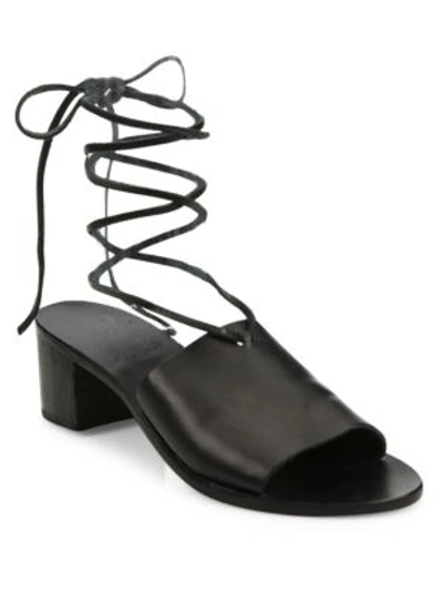 Ancient Greek Sandals Christina Vachetta Leather Ankle-wrap Sandals In Black