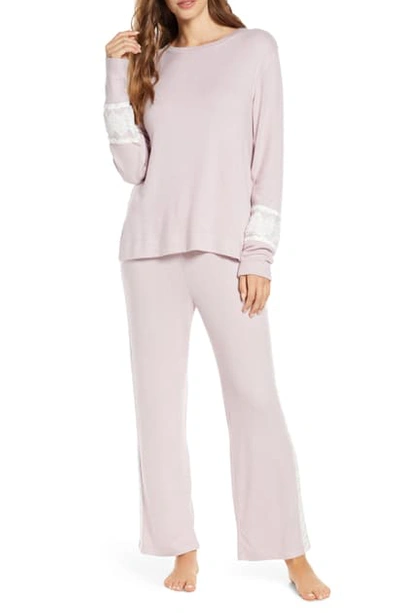 Flora Nikrooz Amabel Brushed Knit Long Pajama Set In Mauve