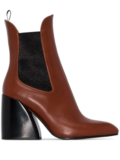 Chloé Wave Leather Chelsea Boots In Brown