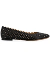 Chloé Scalloped Edge Ballerina Shoes In Black