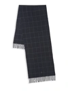 Polo Ralph Lauren Core Windowpane Cashmere & Wool Scarf In Navy Charcoal