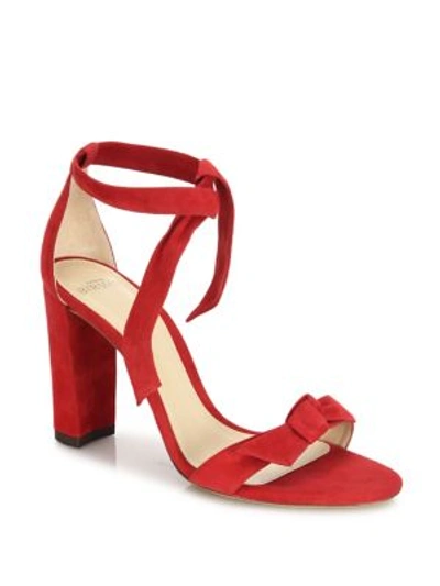 Alexandre Birman Clarita Suede Ankle-tie Sandals In Flame
