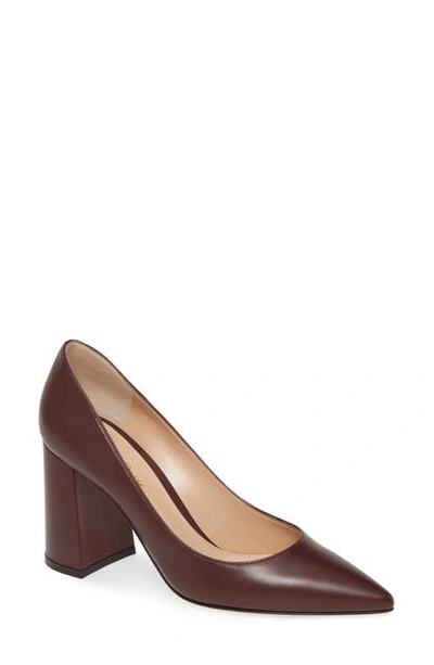 Gianvito Rossi Piper Block-heel Leather Pumps In Royale