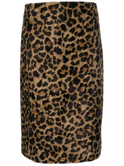 Rokh Faux Fur Midi Skirt In Brown,black