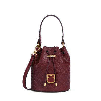 Furla Corona S Bucket Bag In Textured Burgundy Leather In Ribes G (red)