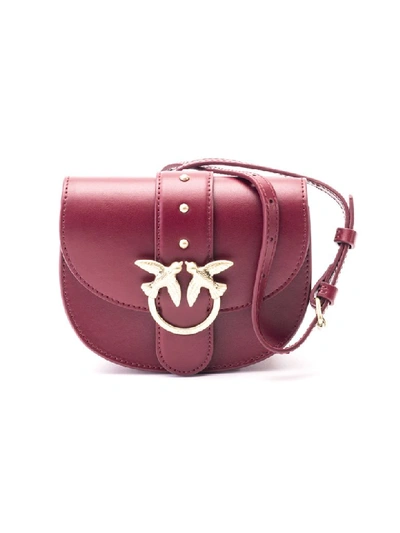 Pinko Leather Shoulder Bag In Dark Red