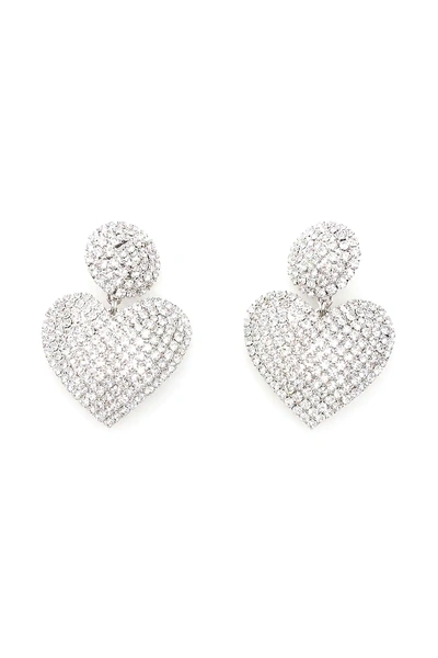 Alessandra Rich Earrings With Heart Pendant In Silver