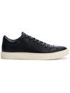 John Varvatos Men's Reed Leather Low-top Sneakers, Black In Black Leather