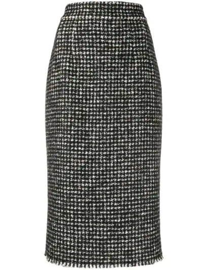 Dolce & Gabbana Houndstooth-checked Pencil Skirt In Black