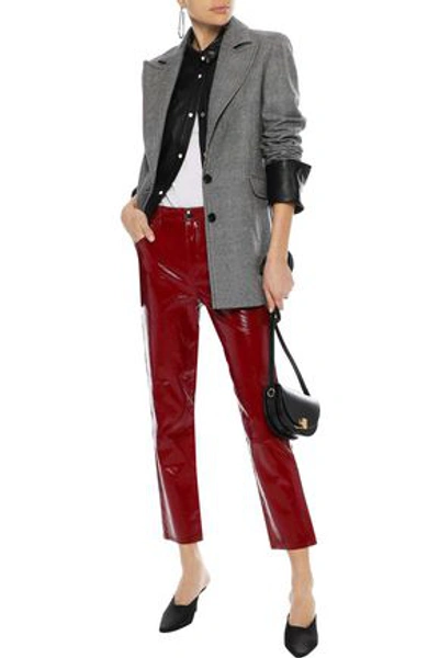 J Brand Ruby Cropped Patent-leather Slim-leg Pants In Crimson