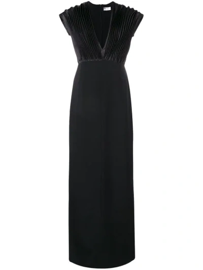 Lanvin Pleated Washed-silk Gown In 10 Black