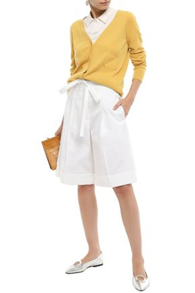 Rochas Belted Stretch-cotton Gabardine Shorts In Marigold