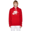 Nike Sportswear Club Fleece Logo Hoodie In University Red/white/white
