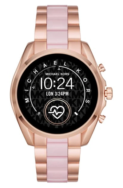 Michael Kors Women's Access Bradshaw Two-tone Stainless Steel & Acetate Bracelet Touchscreen Smart Watch In Pink/rose Gold